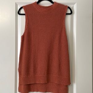 Lou & Grey Linen Knit Sweater Vest in Burnt Orange Size Medium